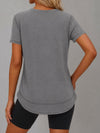 Crew Hem Solid Short Sleeve T-Shirts - Fisoew