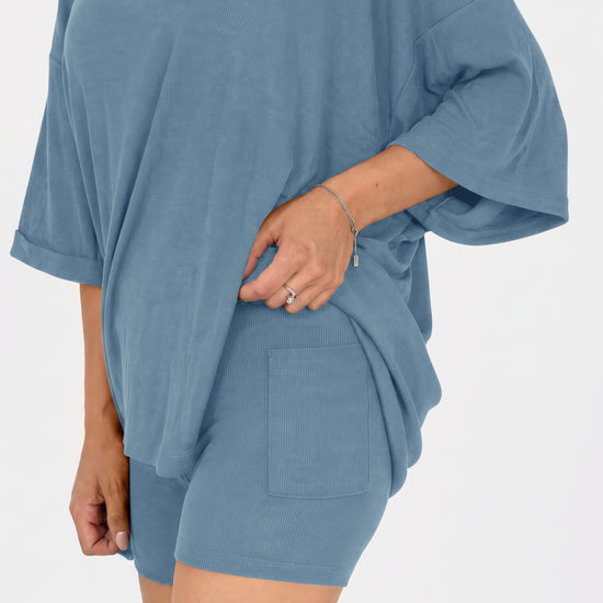 Oversized T-Shirt With Biker Short Lounge Sets - Fisoew