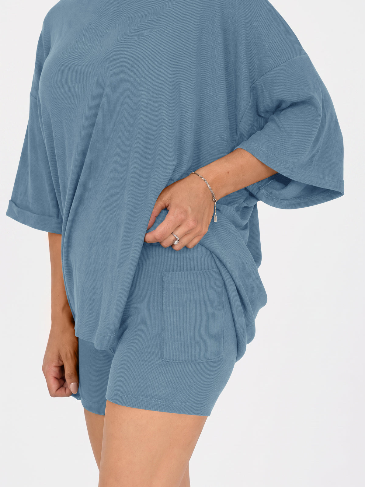 Oversized T-Shirt With Biker Short Lounge Sets - Fisoew