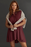 Fisoew Women's Burgundy Oversized Patchwork Mini Dress - Fisoew
