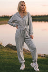 Zip Up Hoodie With Jogger One Piece Jumpsuits - Fisoew
