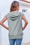 Fisoew Women's Grey Sleeveless Zip Up Hoodies - Fisoew