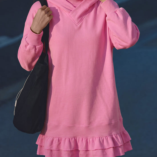 Turtleneck Hoodie Sweatshirt Mini Dresses - Fisoew