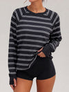 Soft Striped Long Sleeve T Shirt - Fisoew