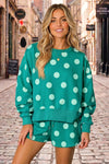 Polka Dot Sweatshirts With Short Sets