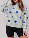 Mock Neck Long Sleeve Polka Dot Sweatshirts - Fisoew