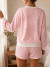 Plaid Sweatshirt With Drawstring Short Sets