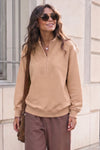 Mock Turtleneck Half Zip Sweatshirts - Fisoew