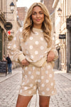 Polka Dot Sweatshirts With Short Sets