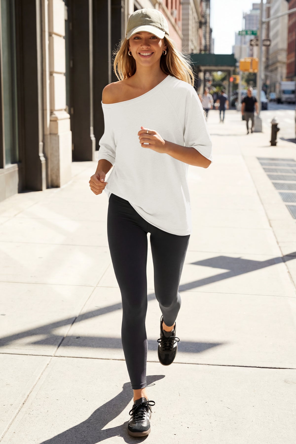 Fisoew Women's White Off The Shoulder Tops Oversized  T-Shirts - Fisoew