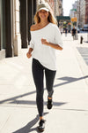 Fisoew Women's White Off The Shoulder Tops Oversized  T-Shirts - Fisoew