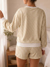 Plaid Sweatshirt With Drawstring Short Sets