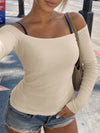 Off Shoulder Long Sleeve Crop Tops