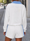 Half Zip Sweatshirt With Drawstring Short Sets