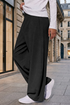 Casual Solid Hight Waist Wide Leg Pants