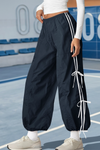 Fisoew Women’s Navy Casual Elastic Wide Leg Track Pants - Fisoew