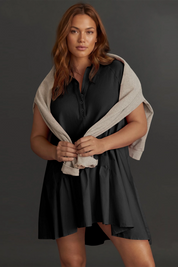 Fisoew Women's Black Oversized Patchwork Mini Dress - Fisoew