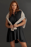 Fisoew Women's Black Oversized Patchwork Mini Dress - Fisoew