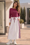 Long Sleeve Striped Drawstring Maxi Dresses