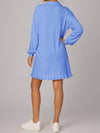 Half Zip Pleated Collared Sweatshirt Dresses