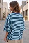 Round Neck Striped Short Sleeve Crop T-shirts