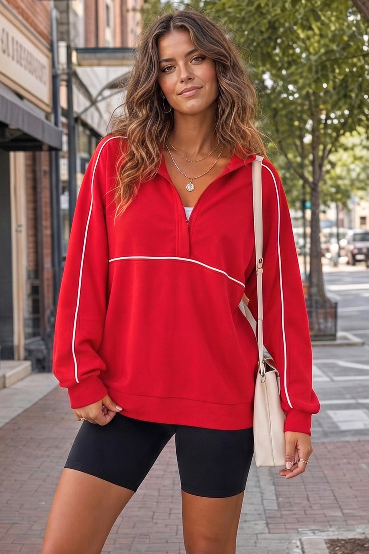 Long Sleeve Zipper Solid Sweatshirts - Fisoew