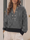 V Neck Striped Cropped Hoodies
