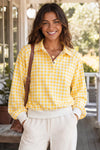 Plaid Print Lapel Neck Crop Sweatshirts
