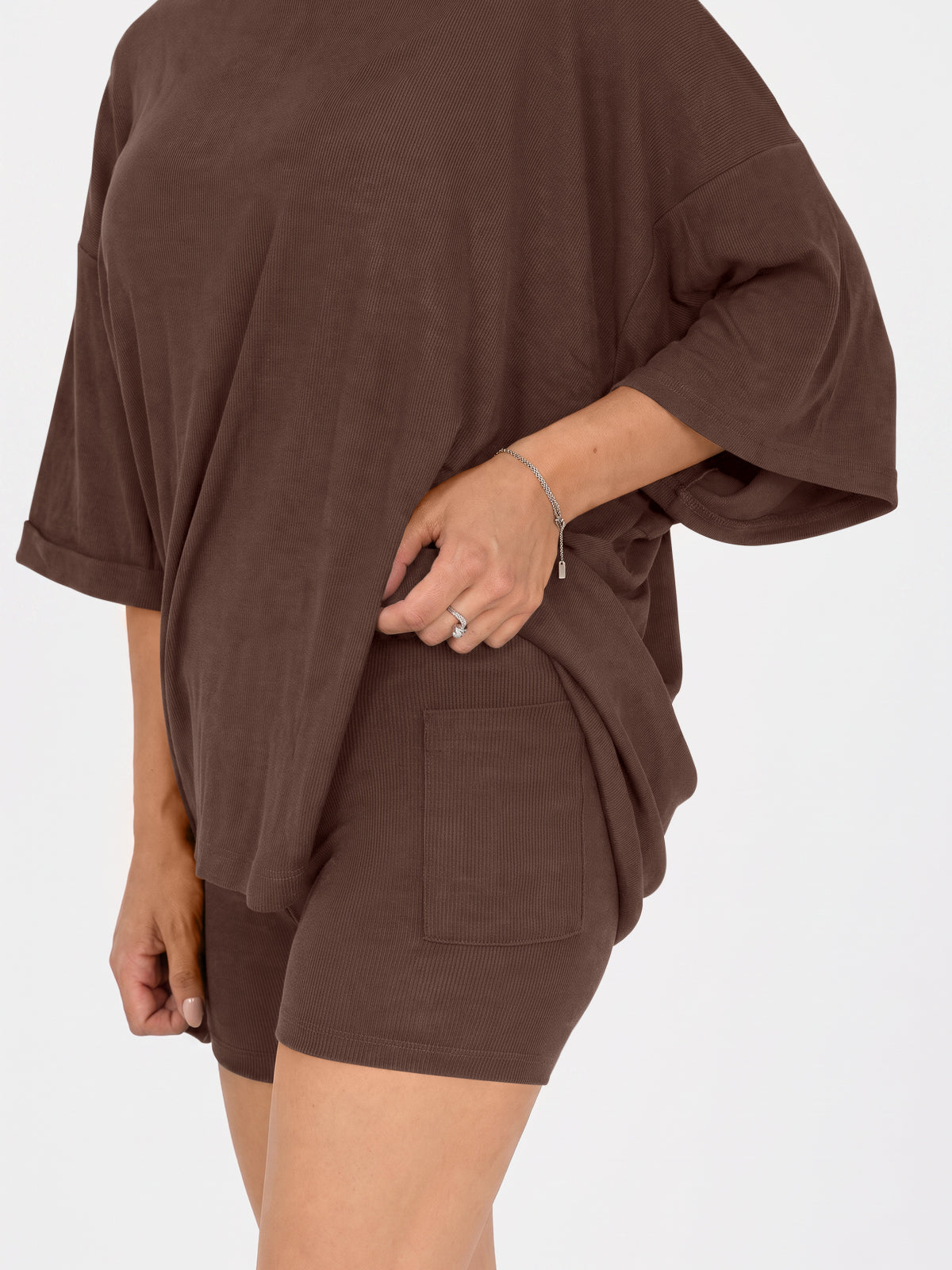 Oversized T-Shirt With Biker Short Lounge Sets - Fisoew