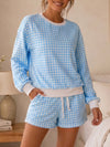 Plaid Sweatshirt With Drawstring Short Sets