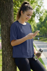 Street-Style Boxy Crop Tee with Exposed Seams