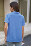 Fisoew Women's Blue Short Sleeve Polo Shirts - Fisoew