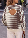 Round Neck Striped Long Sleeve Sweatshirts