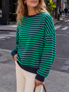 Round Neck Striped Long Sleeve Sweatshirts