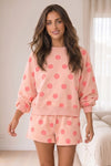 Polka Dot Sweatshirts With Short Sets