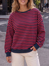 Round Neck Striped Long Sleeve Sweatshirts