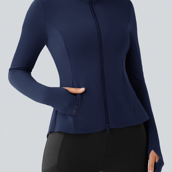 Lightweight Zip Up Stand Collar Jacket - Fisoew