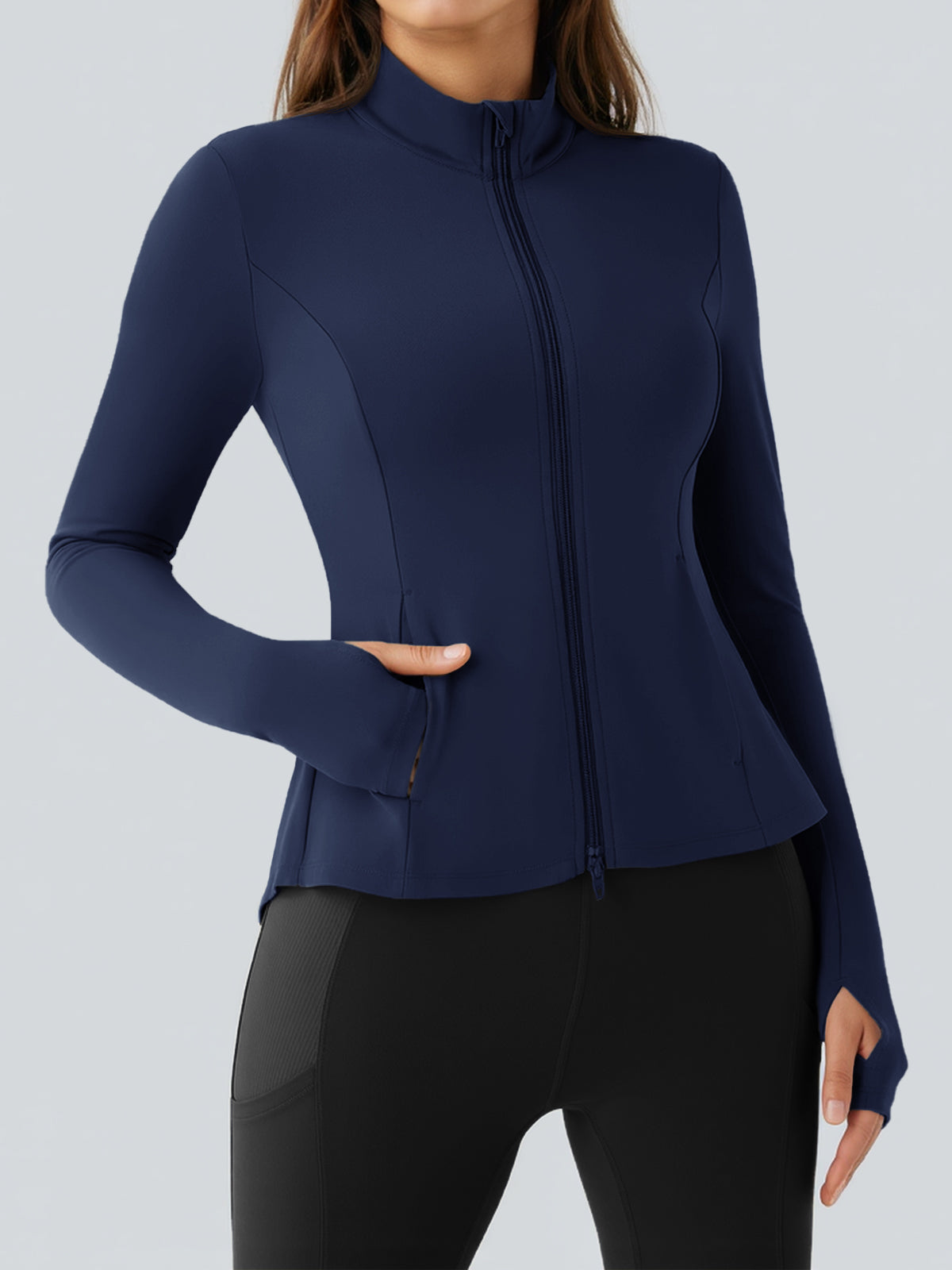 Lightweight Zip Up Stand Collar Jacket - Fisoew