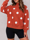 Mock Neck Long Sleeve Polka Dot Sweatshirts - Fisoew
