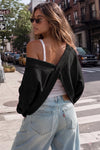Reversible Wrap Long Sleeve Sweatshirt - Fisoew