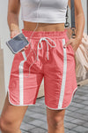 Fisoew Women's Coral Baggy Cargo Workout Running Athletic Yoga Shorts - Fisoew