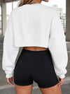 Long Sleeve Oversized Cropped Sweatshirts - Fisoew