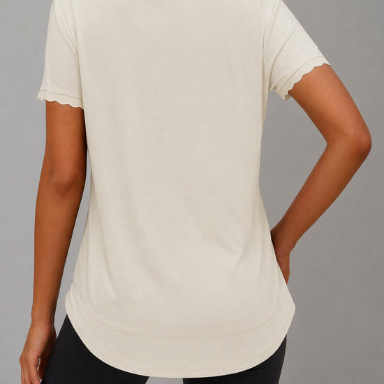 Crew Hem Solid Short Sleeve T-Shirts - Fisoew