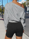 Off Shoulder Elastic Waist Solid Sweatshirts