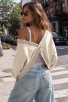 V Neck Long Sleeve Wrap Sweatshirt