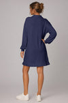 Half Zip Pleated Collared Sweatshirt Dresses