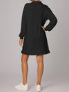 Half Zip Pleated Collared Sweatshirt Dresses