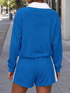 Half Zip Sweatshirt With Drawstring Short Sets