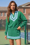 Half Zip Sweatshirt With Skirt Sets - Fisoew