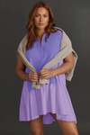 Fisoew Women's Violet Oversized Patchwork Mini Dress - Fisoew